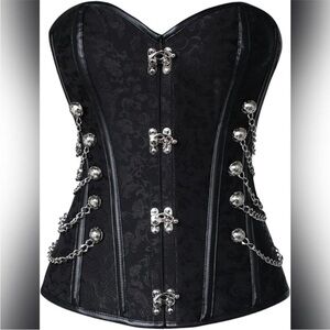NWT Charmian Spiral Steel Boned Steampunk Gothic Bustier Corset with Chains, 6XL
